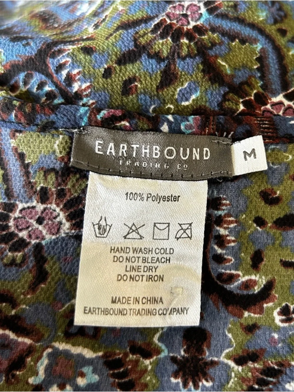 Earthbound Trading Co Long Sleeve V Neck‎ Boho Midi Dress Size Medium